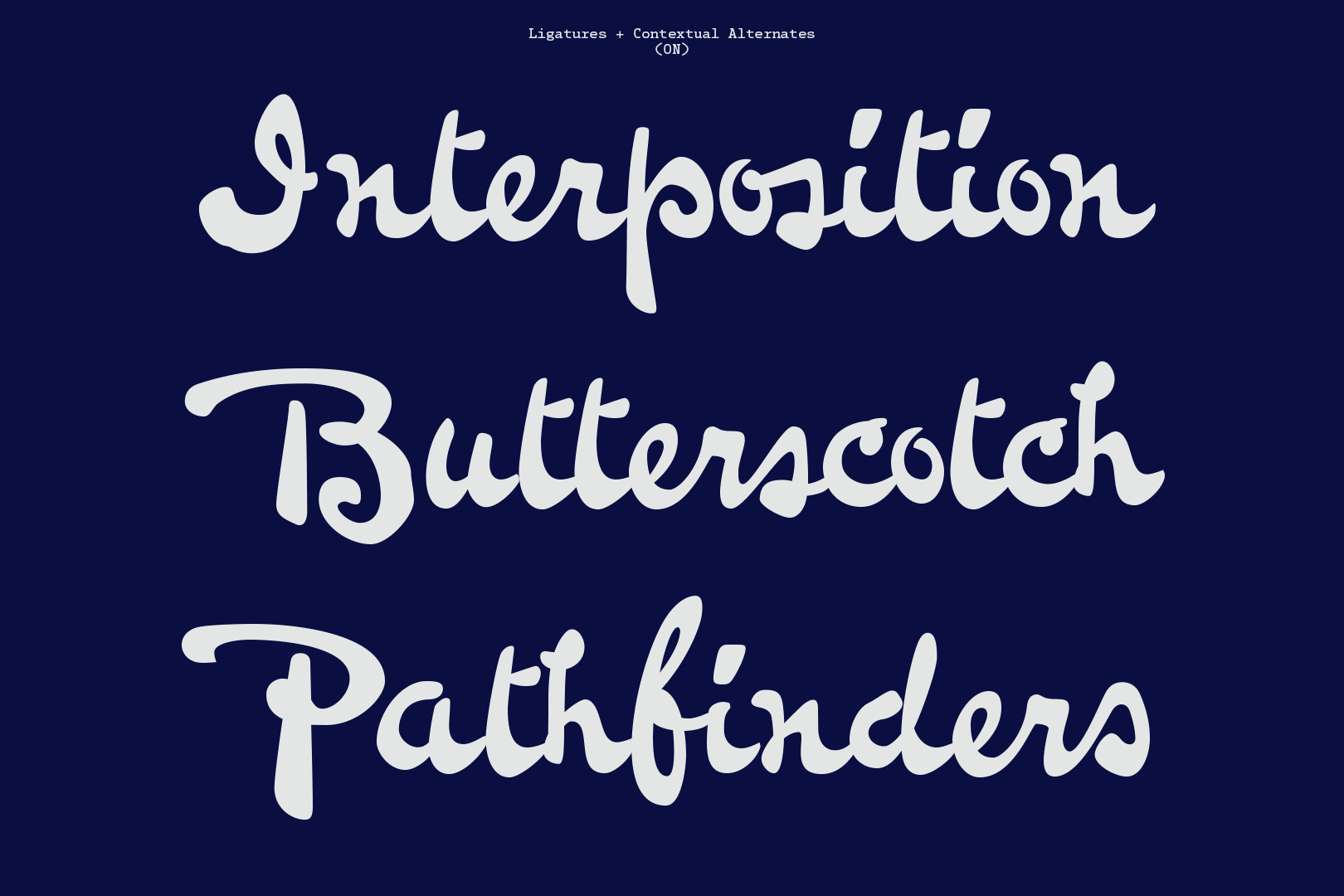 Pennline Script's OpenType features—ligatures and contextual alternates feature.