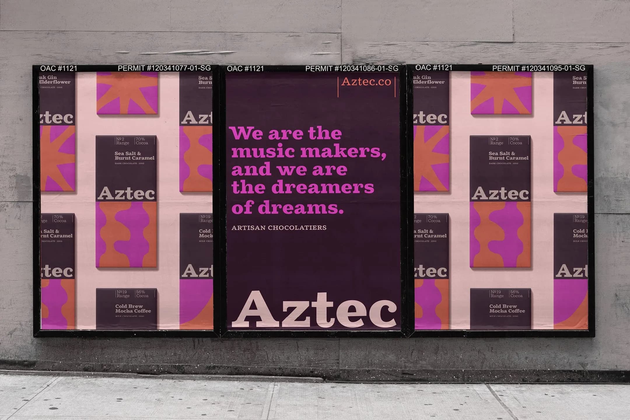 Artisan chocolate packaging and billboard advert using Cagney font by The Northern Block