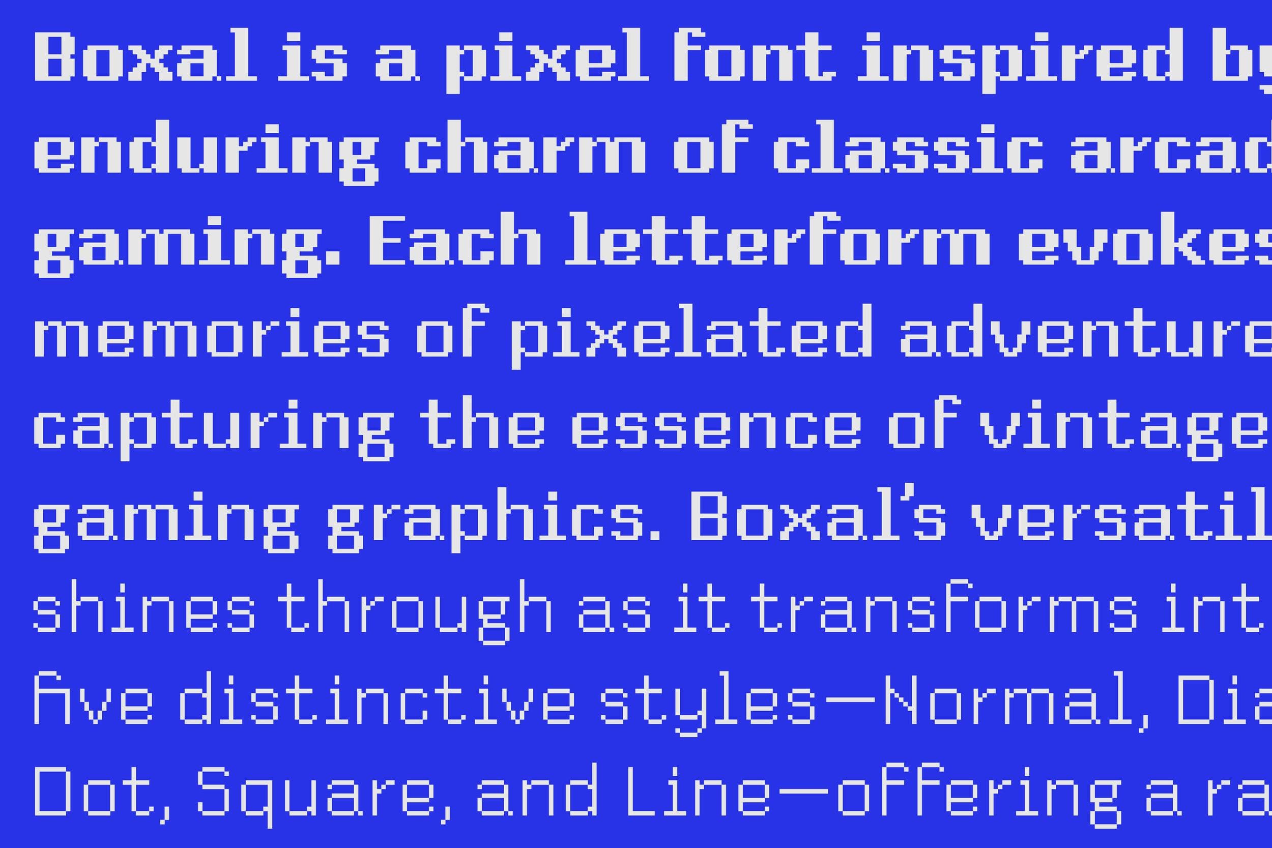 Boxal typeface description. A pixel font designed by The Northern Block.