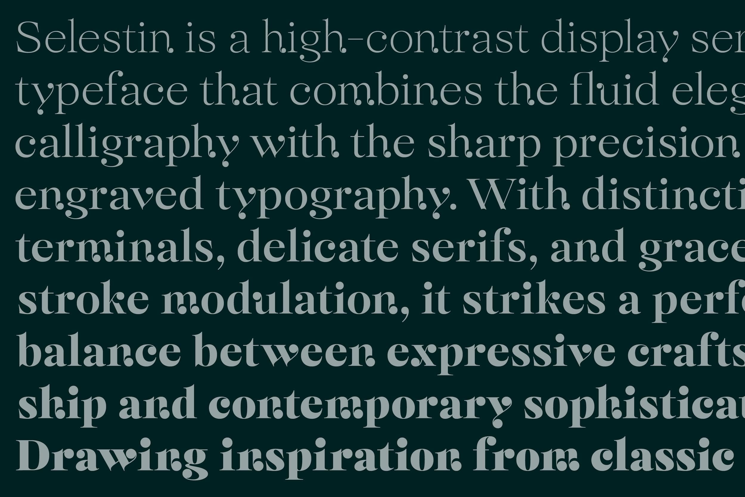 Selestin typeface by The Northern Block. Available in 9 weights plus italics.