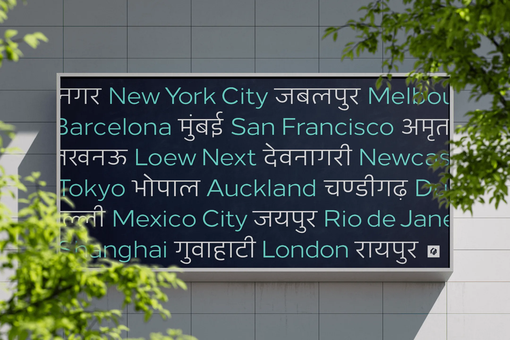 Loew Next Devanagari typeface by The Northern Block billboard poster OOH mockup