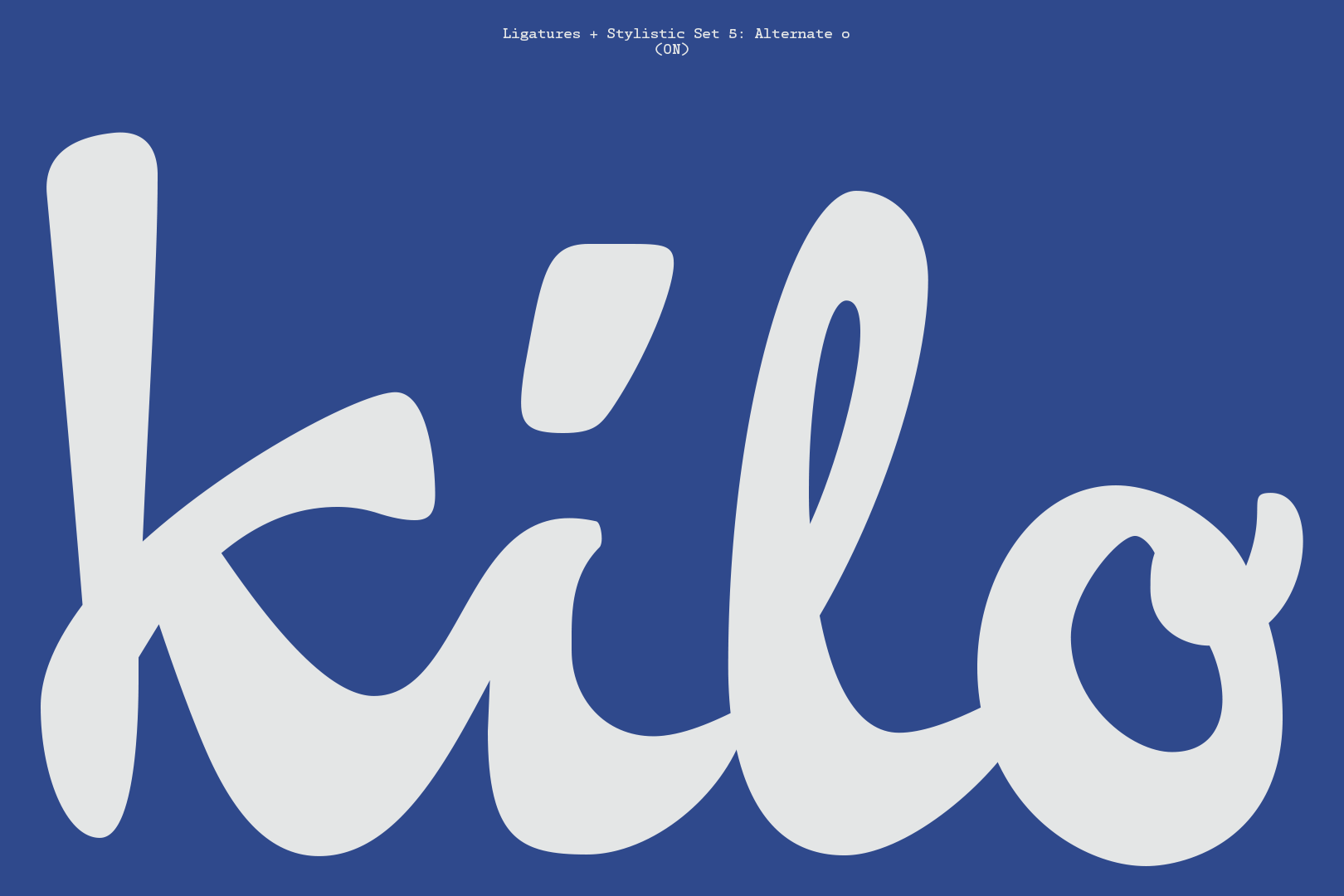 Pennline Script's OpenType features—ligatures combined with alternate lowercase o.