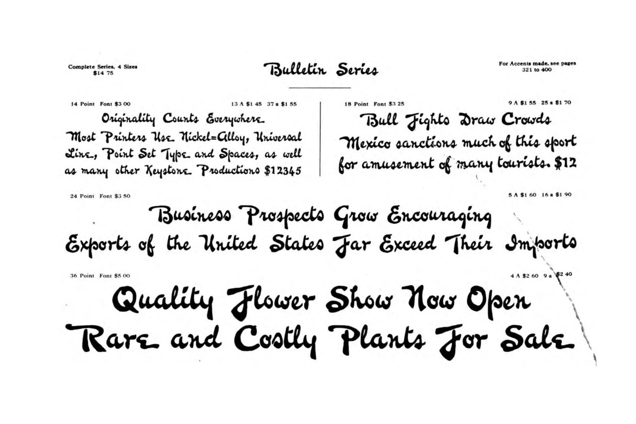 Page 310, Catalogue and Specimen Book, 1910. Published by Keystone Type Foundry.